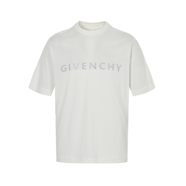 GIVENCHY Givenchy 23ss Reflective Letter Print Short SleeveMade of 50 count double stranded pima long yarn American cotton fabric, reflective letters on the chest customized according to the original 11, high temperature