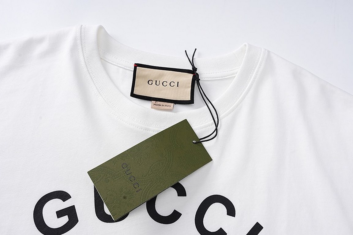 GucciSummer new, 1921 twist letters logo print round neck short sleeve T-shirt, made of customized 250G 32S double yarn long-staple cotton skin feel comfortable texture, three-dimensional, perfect detailing, men and wome