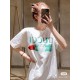 #The upper body effect#GucciSummer New G lipstick print round neck short sleeve T-shirt Heavyweight cotton fabric material High-weight with shaping effect Good moisture absorption and breathability Skin-friendly and comf