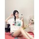 #The upper body effect#GucciSummer New G lipstick print round neck short sleeve T-shirt Heavyweight cotton fabric material High-weight with shaping effect Good moisture absorption and breathability Skin-friendly and comf