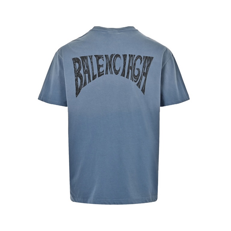 BalencigaBalenciga 24ss back monogrammed washed out short sleeves.Gram weight up to 280 grams, cotton double yarn fabrics, multiple processes Details can not be faulted, a very high sense of class and luxury recognition!