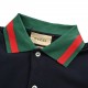 GucciGucci 24ss Red and Green Collar Embroidered Double G Pocket Polo Short SleeveJodie fabric 260g red and green striped collar embroidered double G short sleeve polo shirtBlack colorSizeXS-L