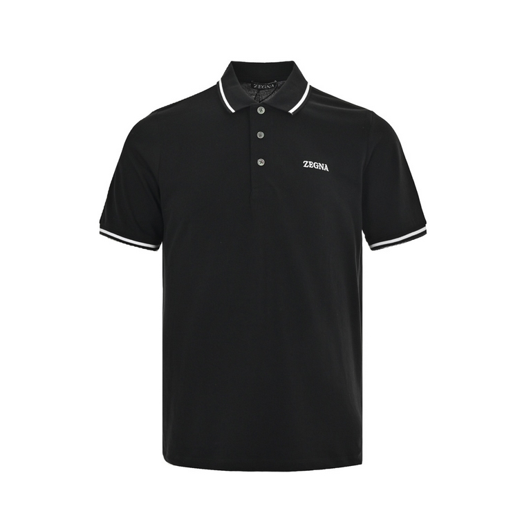 Zegna  Zegna classic chest letters embroidered Polo short-sleeved NetroStar with the same models, using the classic logo three-dimensional embroidery, embroidery full feel very comfortable Super versatile and good-lookin