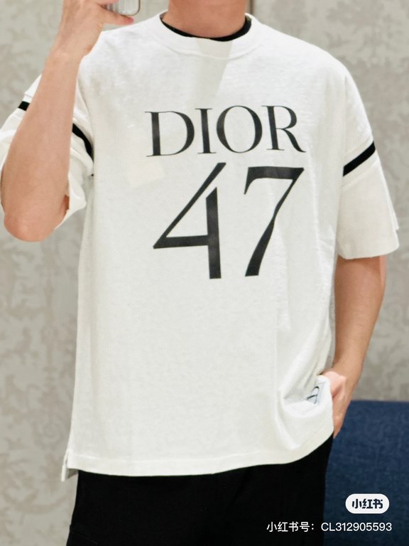 #DiorDior 24ss Large Letter Logo Printed Plunger Sleeve Short Sleeve Up