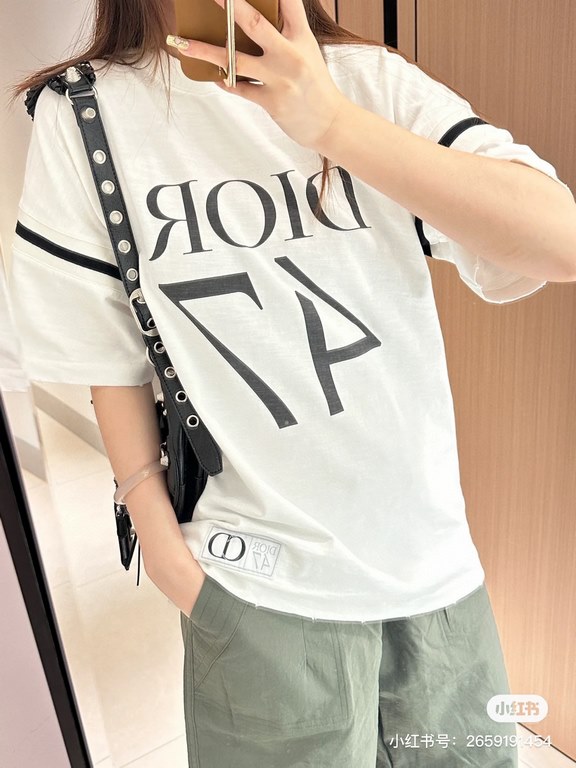 #DiorDior 24ss Large Letter Logo Printed Plunger Sleeve Short Sleeve Up