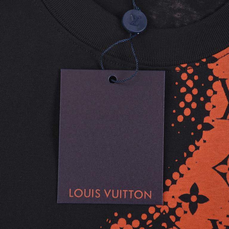 LOUIS VUITTON Louis Vuitton LV 24ss All-over LOGO Print Short Sleeve T-ShirtUsing the original board exclusive customized 300 grams of 32 count double yarn cotton fabricsThe texture is very soft and comfortable 100% diff