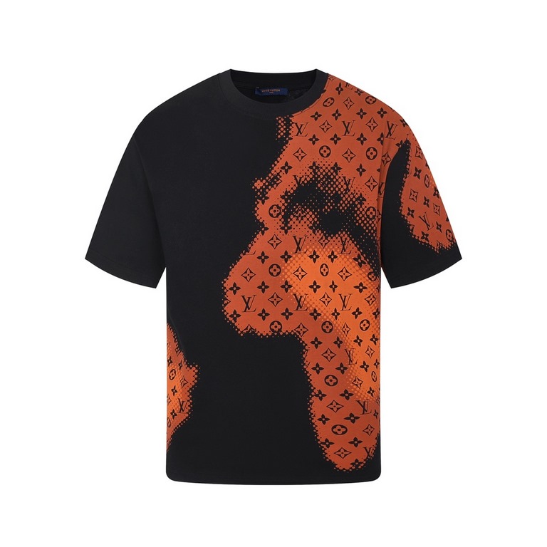 LOUIS VUITTON Louis Vuitton LV 24ss All-over LOGO Print Short Sleeve T-ShirtUsing the original board exclusive customized 300 grams of 32 count double yarn cotton fabricsThe texture is very soft and comfortable 100% diff