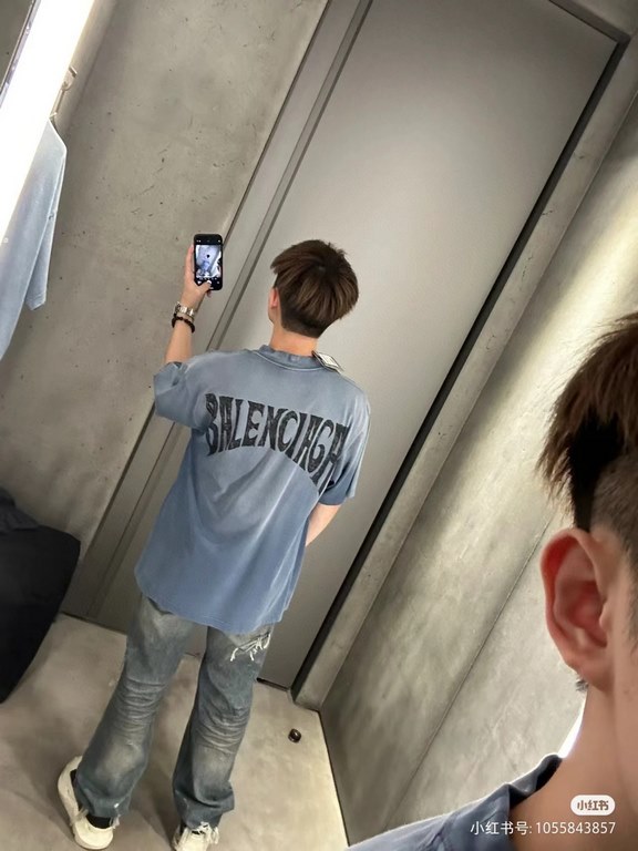 #BalencigaBalenciga 24ss monogrammed back washed short sleeve top