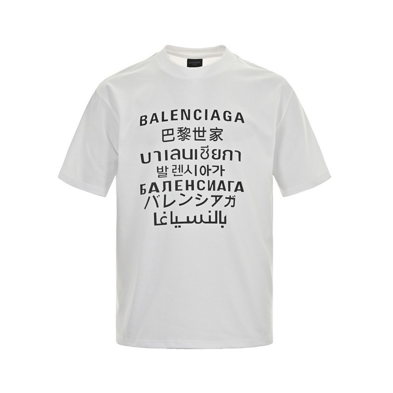 BalenciagaParisian 22ss Seven Languages Print Short SleeveThe fabric is made of 270 grams of combed cotton, custom 1  1 thread, clothing two times at the wash, the fabric is comfortable and skin-friendly, no strange feel