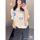 Burberry Burberry Micro Label Embellished Rose Printed Loose Fit T-Shirt Model's Body Shown#