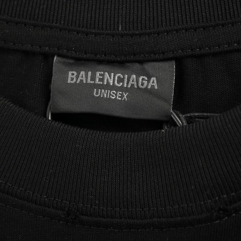 BalencigaParisian 24ss lockdown washed and distressed short sleeveIrregular letters front and back printed T-shirt Standard printing technology, cotton soft fabric, color contrast dyeing fabric, ultra-fine flat screen pr