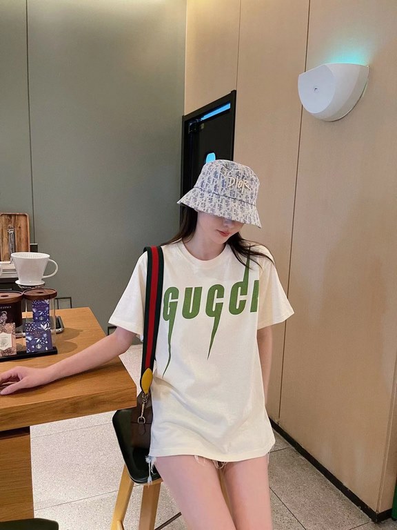 #GucciGucci 23ss Green Lightning Print Short Sleeve Up