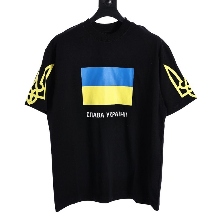 Balenciaga Balenciaga BLCG 24SS Blue and Yellow Charity QR Code Print Short Sleeve T-ShirtHigh-quality version of the Balenciaga Balenciaga blue and yellow charity QR code model. Imported gel paste printing.270g double y