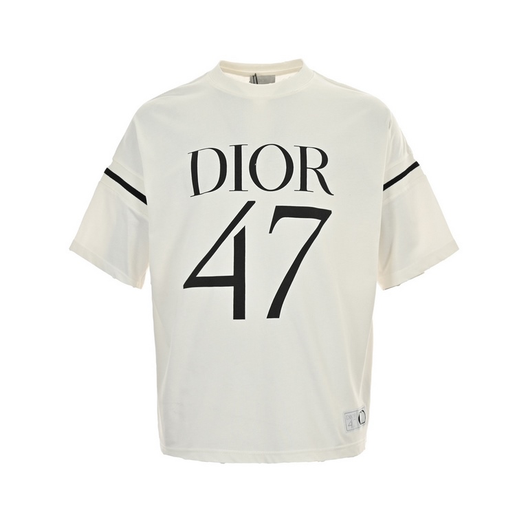 DiorDior 24ss Large Letter Logo Printed Plunger Sleeve Short SleeveMade of 21 count double combed compact spinning yarn, using imported anti-fade reactive dyes to board fixed dyeing color blue. Jacquard ribbed horizontal