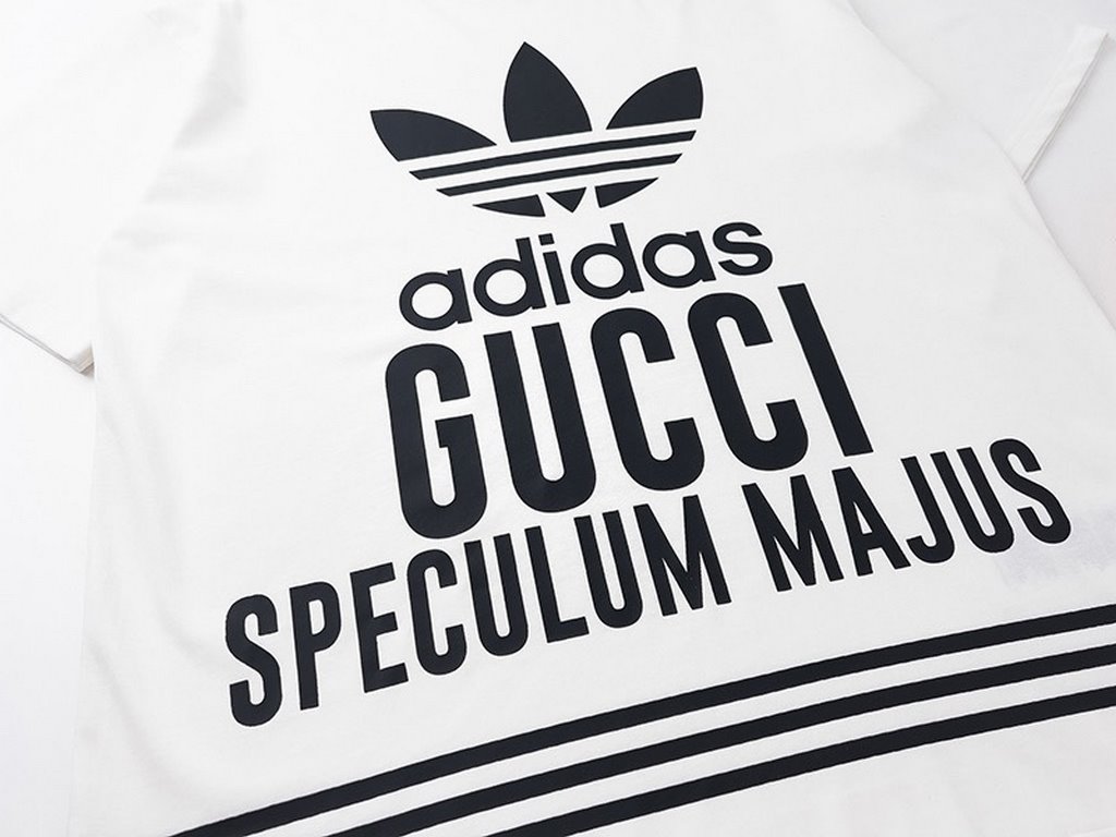 GucciSummer new Gucci  Adidas co-branded Shamrock logo letters printed round neck short-sleeved T-shirt, simple Logo logo exquisite upgrade, feel very comfortable Fashion and personality Super versatile good-looking aCol