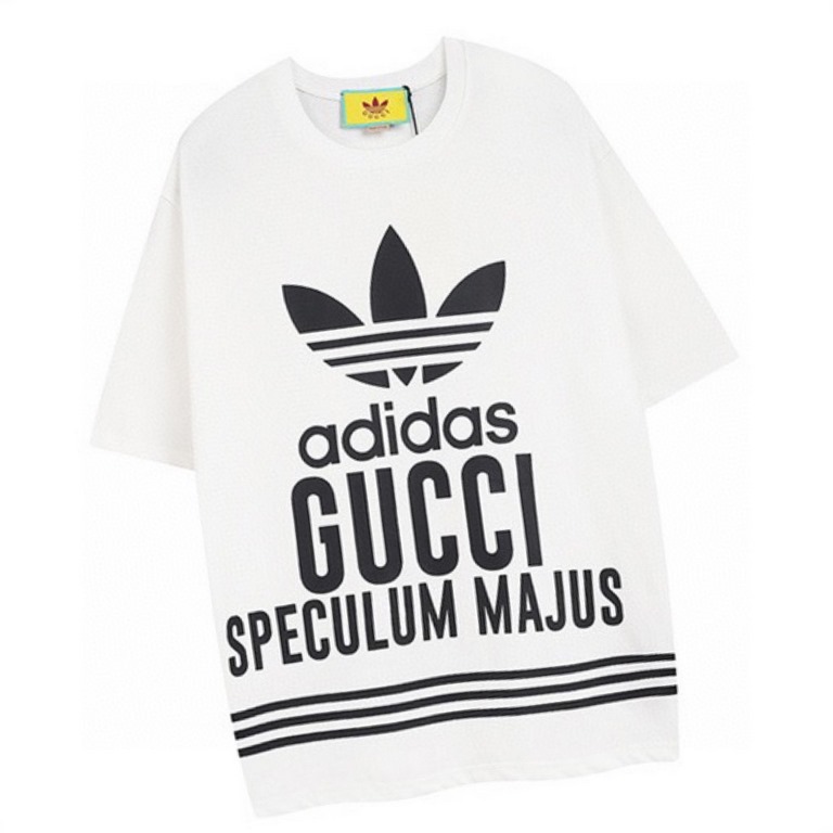 GucciSummer new Gucci  Adidas co-branded Shamrock logo letters printed round neck short-sleeved T-shirt, simple Logo logo exquisite upgrade, feel very comfortable Fashion and personality Super versatile good-looking aCol