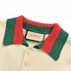 GucciGucci 24ss Double G Embroidered Knit Polo Chest Short SleeveIvory cotton jersey, red and blue appliqué, interlocking double G embroidered appliqué, webbed lapel, button front, dolman sleeves, ribbed pipingIvory colo