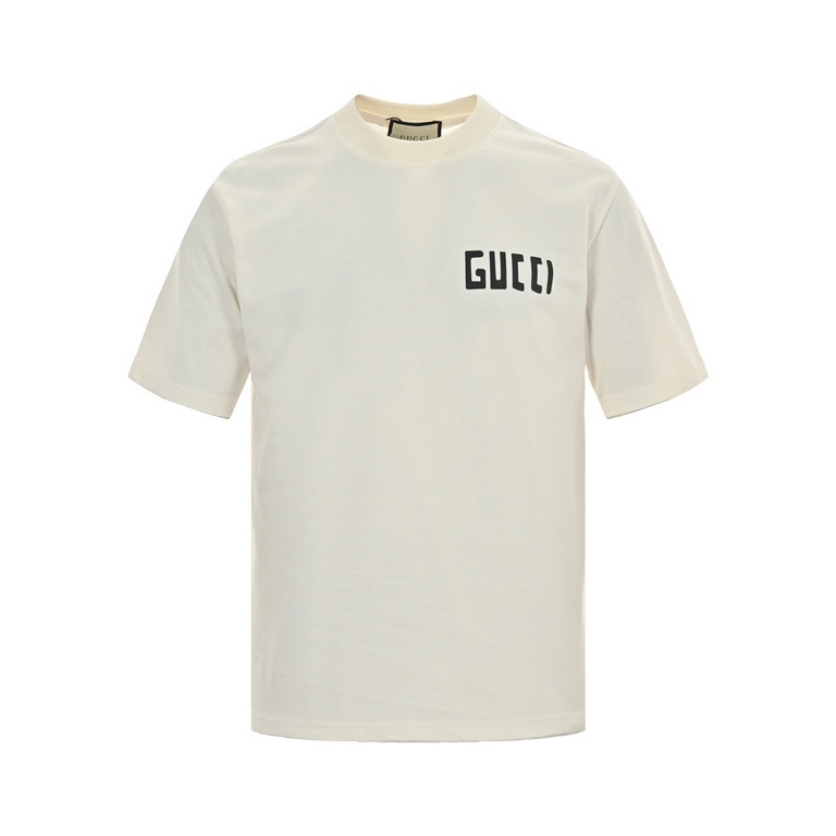 GucciGucci 23Fw Mushroom Small Letter Print Short SleeveThe fabric is made of 270 grams of combed cotton, custom 1  1 thread, clothing two times at the wash, the fabric is comfortable and skin-friendly without strange fe