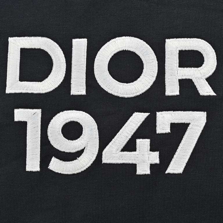 DiorDior 24ss 1947 Embroidered Short Sleevenavy blue320 grams of tight plain double yarn large white fabric, supporting 1  1 rib 350 grams, chest 1947 logo embroidery using imported machine letters three-dimensional embr