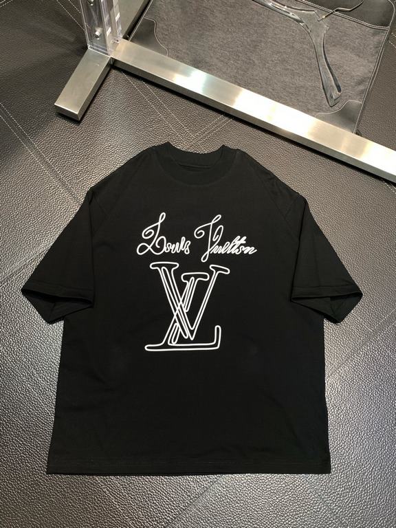 LV Louis Vuitton   exclusive exclusive new original single men's casual short-sleeved high-end customized high version of the fashionable versatile explosive models   original imported cotton fabrics chest logo pattern d