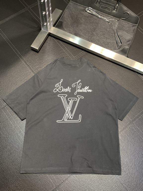 LV Louis Vuitton   exclusive exclusive new original single men's casual short-sleeved high-end customized high version of the fashionable versatile explosive models   original imported cotton fabrics chest logo pattern d