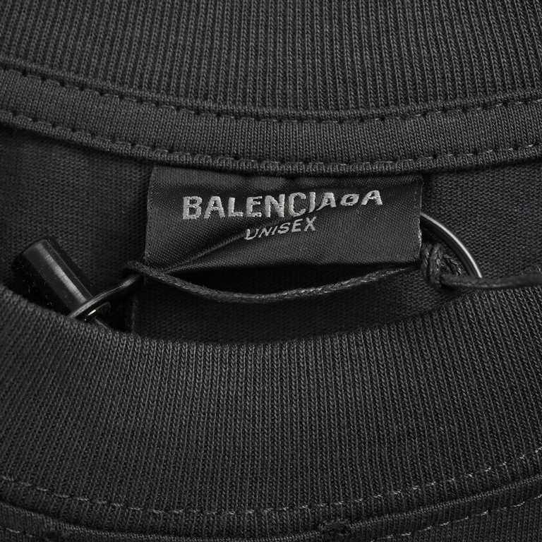 BalencigaParisian 24ss lockdown washed and distressed short sleeveIrregular letters front and back printed T-shirt Standard printing technology, cotton soft fabric, color contrast dyeing fabric, ultra-fine flat screen pr