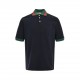 GucciGucci 24ss Red and Green Collar Embroidered Double G Pocket Polo Short SleeveJodie fabric 260g red and green striped collar embroidered double G short sleeve polo shirtBlack colorSizeXS-L