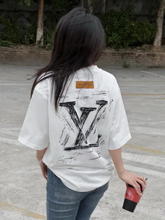 #Louis Vuitton 24ss Graffiti Letter Logo Print Short Sleeve Upper