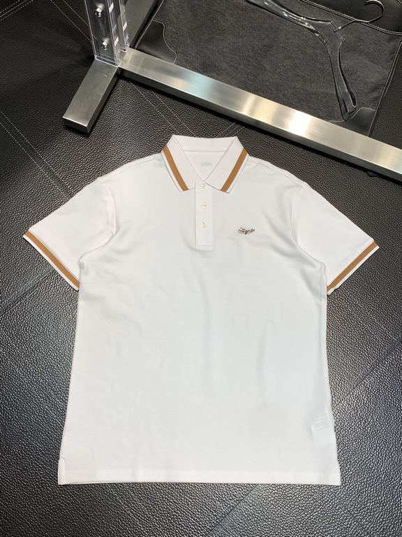 Zegna Zegna exclusive exclusive new original single men's casual Polo short-sleeved high-end customized high version of the fashion versatile explosive models     imported fabrics logo pattern design on the chest feel ul