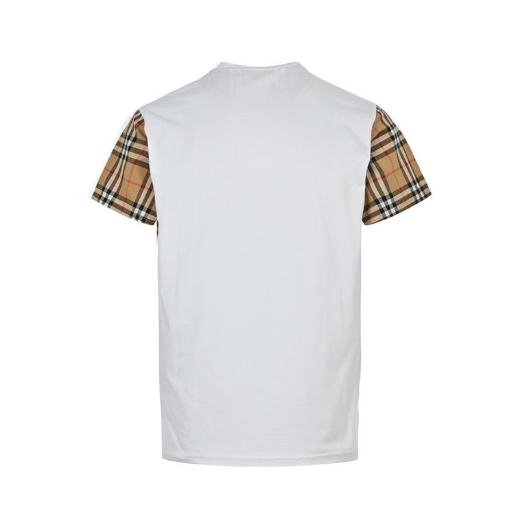 BurberryBurberry Classic Plaid Sleeve Patchwork Short SleeveThe use of 50 double stranded 180g cotton fabric washed processing sleeves before and after the left and right all artificial check processing according to the 