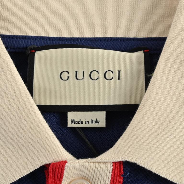 GucciGucci 23ss Classic Pocket Embroidery Double G Polo Short SleeveDouble G small Logo Jodie fabric 230 grams Polo shirt men and women with the same models top replica counter customized fabric breathable and comfortabl