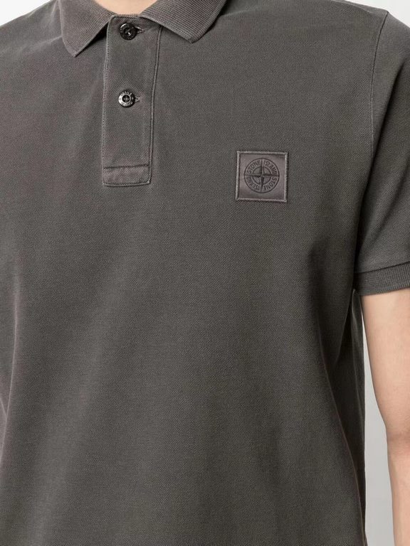 #Stone IslandStone Island Embroidered Compass Logo Polo Short Sleeve Upper