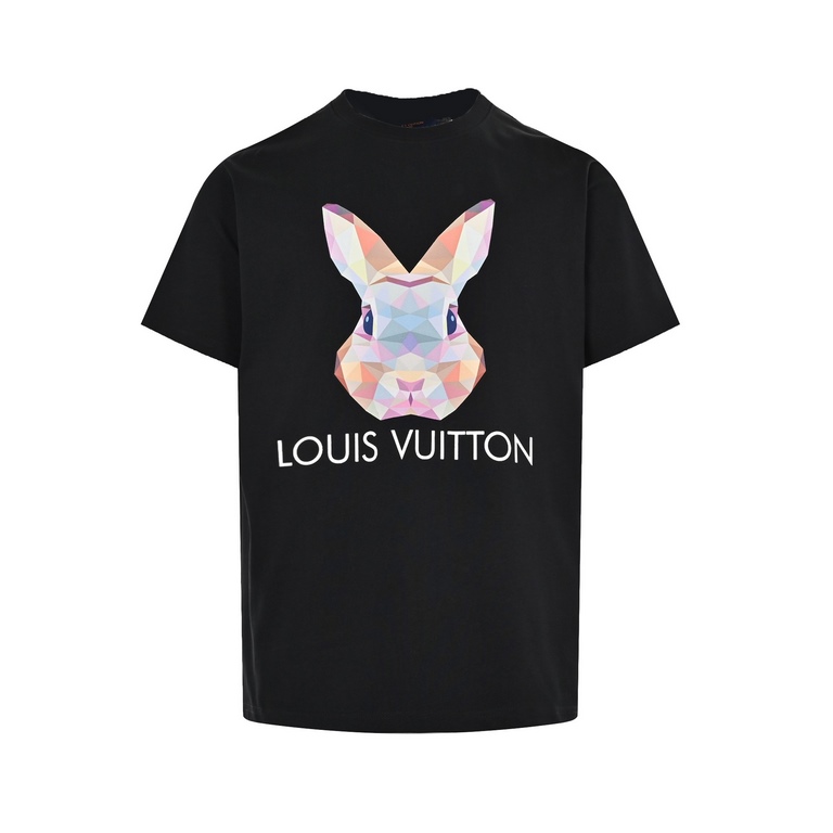 Louis VuittonLouis Vuitton 23ss 3D Rabbit Print Short SleeveColorful drill surface 3D effect rabbit, digital technology, fixed weaving and dyeing cotton fabric, soft and comfortable, skin-friendly and delicate, fine work