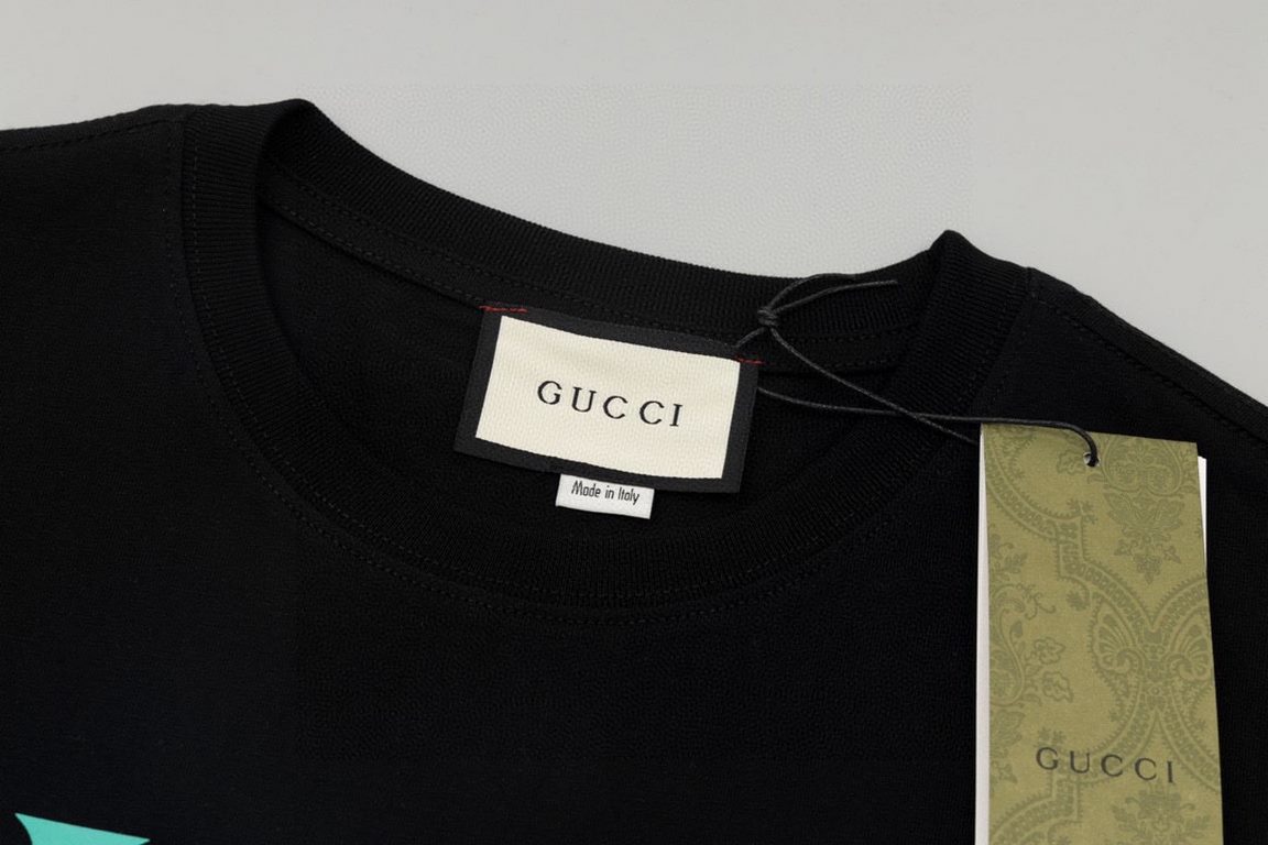 GucciSummer New G Gucci Lipstick Print Round Neck Short Sleeve T-Shirt Heavyweight cotton fabric material High-weight with shaping effect Good moisture wicking and breathability Skin-friendly and comfortable to wear Gela