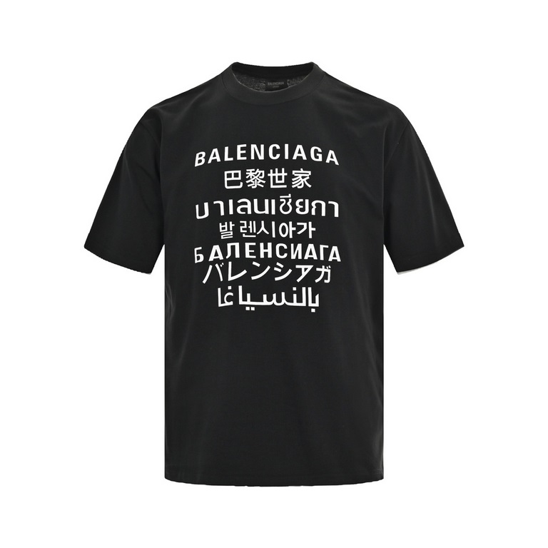 BalenciagaParisian 22ss Seven Languages Print Short SleeveThe fabric is made of 270 grams of combed cotton, custom 1  1 thread, clothing two times at the wash, the fabric is comfortable and skin-friendly, no strange feel