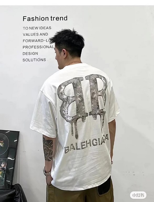 #Balenciaga  Balenciaga 24ss Mottled Double B Print Short Sleeve Upper