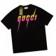 GucciSummer new, blade lightning print round neck short-sleeved T-shirt, yellow rose red with color printing models, grams 260g, feel soft and delicate and more than the general cotton material solid, comfortable and bre