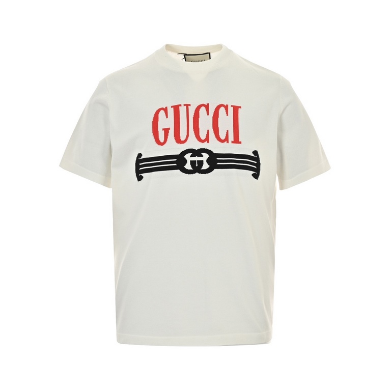 GucciGucci 24ss Belted Monogram Jacquard Knit Short SleeveFabric # Sweater, customized dyeing Threaded neckline is not easy to deformationFeel very comfortable Super versatile good-looking a short-sleeved Three labels co