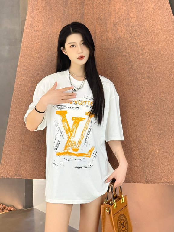 #Louis VuittonLouis Vuitton 24ss Hand Painted Graffiti Large Letter Print Short Sleeve Up