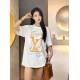 #Louis VuittonLouis Vuitton 24ss Hand Painted Graffiti Large Letter Print Short Sleeve Up