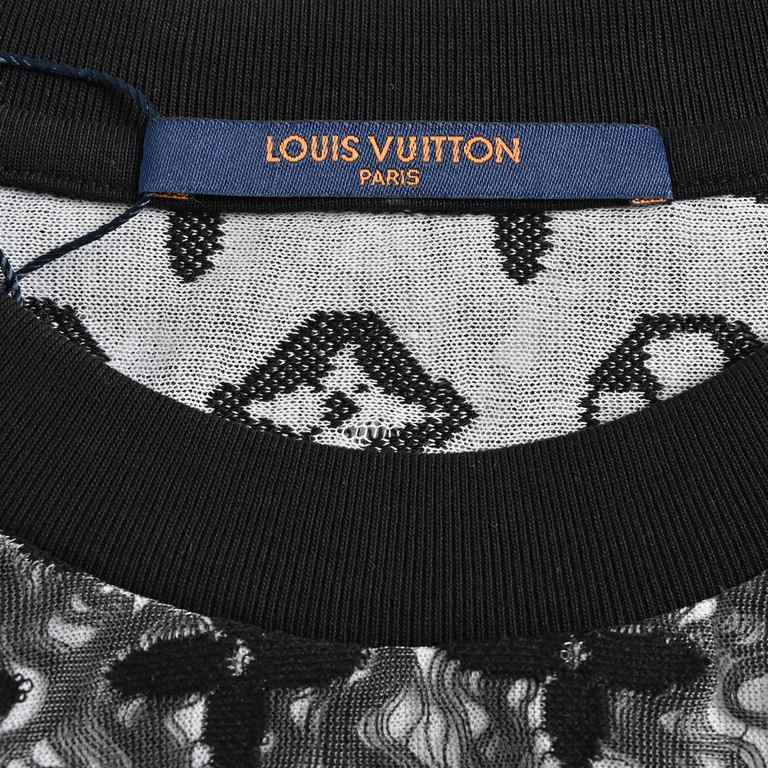 Louis VuittonLouis Vuitton 23ss Double Mesh Jacquard Aged Short SleeveMachine wash only, hand wash only, this section stacked with see-through mesh fabric and jacquard cotton fabric lining, interlaced with full-width Mon