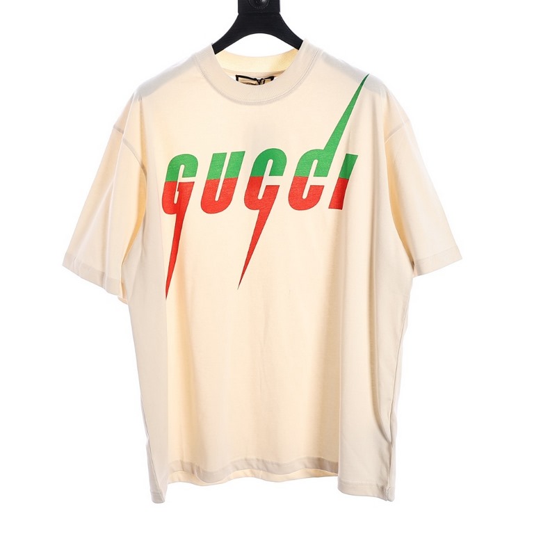 GUCCIGucci Blade Blade Lightning Print Short Sleeve T-ShirtPrinting printing material using safe and environmentally friendly non-toxic baby certified foam material; printing outline clear and clean, with the texture of 