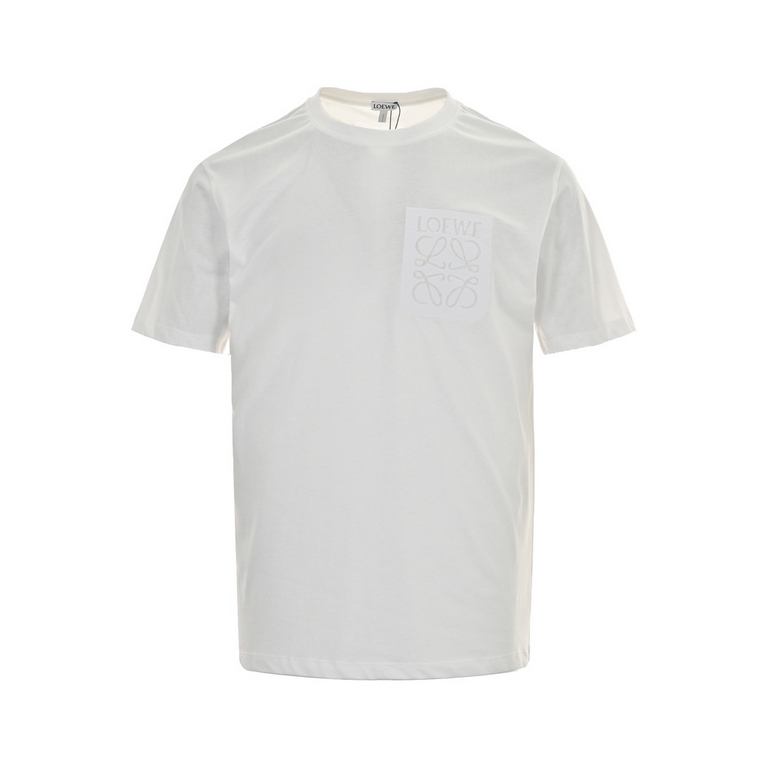 Loewe 24ss Square Embroidered Logo Short Sleeve26 cotton compact plain 170 grams of fabric, supporting 1  1 cross rib 260 grams, chest Loewe logo using imported machine flat embroidery, line neat and tidy, delicate and s