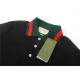 Gucci Gucci 24SS Caviar 260g red and green striped collar embroidered double G short sleeve polo shirtBlack colorSize XS-L