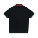 Gucci Gucci 24SS Caviar 260g red and green striped collar embroidered double G short sleeve polo shirtBlack colorSize XS-L