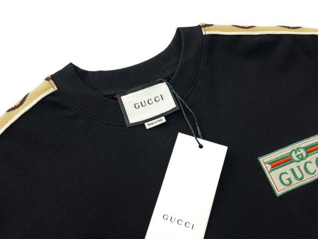 GUCCI Gucci 2024 spring and summer new classic embroidery letters logo short sleeve T-shirtExclusive network first Hundreds of models with perfect detailing260 grams of brand-name cotton fabricVery delicateOriginal fabri