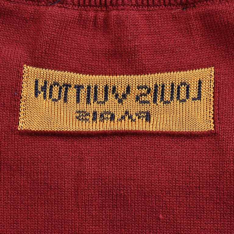 Louis Vuitton 24ss Wine Red Applique Jacquard Knit Short SleeveLouis Vuitton 24ss Burgundy Inlaid Jacquard Knit Short SleeveCombed cotton yarn knitted cotton fabric, cotton high weight special yarn, weighing up the feel 