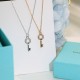 New   TIFFANY Tiffany Key Necklace   S925 Sterling Silver Precision version With logo  Chain length 45cm Adjustable   Tiffany