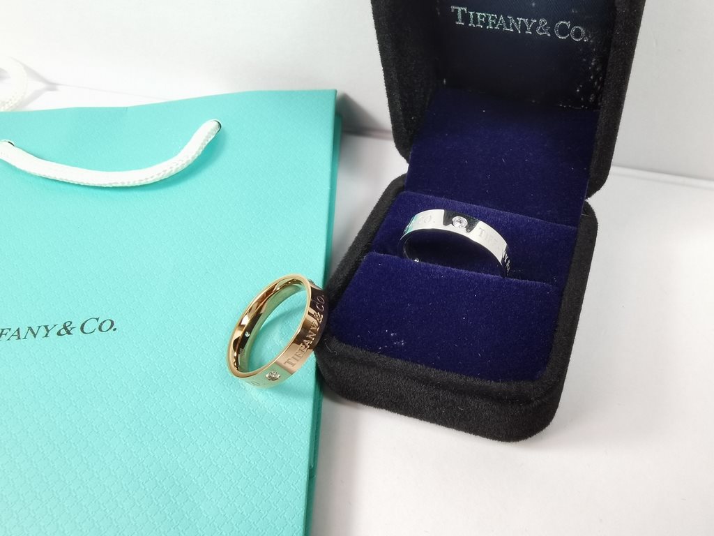 Tiffany 3 Diamonds Alphabet Ring  Tiffany Three Lifetimes Couple   Style  [Wide] [Narrow] White Gold, Rose Gold Two Colors 5#6#7#8#9#10# Sufficient Yardage