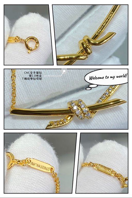 V gold material . ZP open version, Tiffany CNC hand set diamond T rope knot necklace   The intertwined ends are a powerful symbol of emotional connection. Elegant temperament models, cost-effective super high The highest